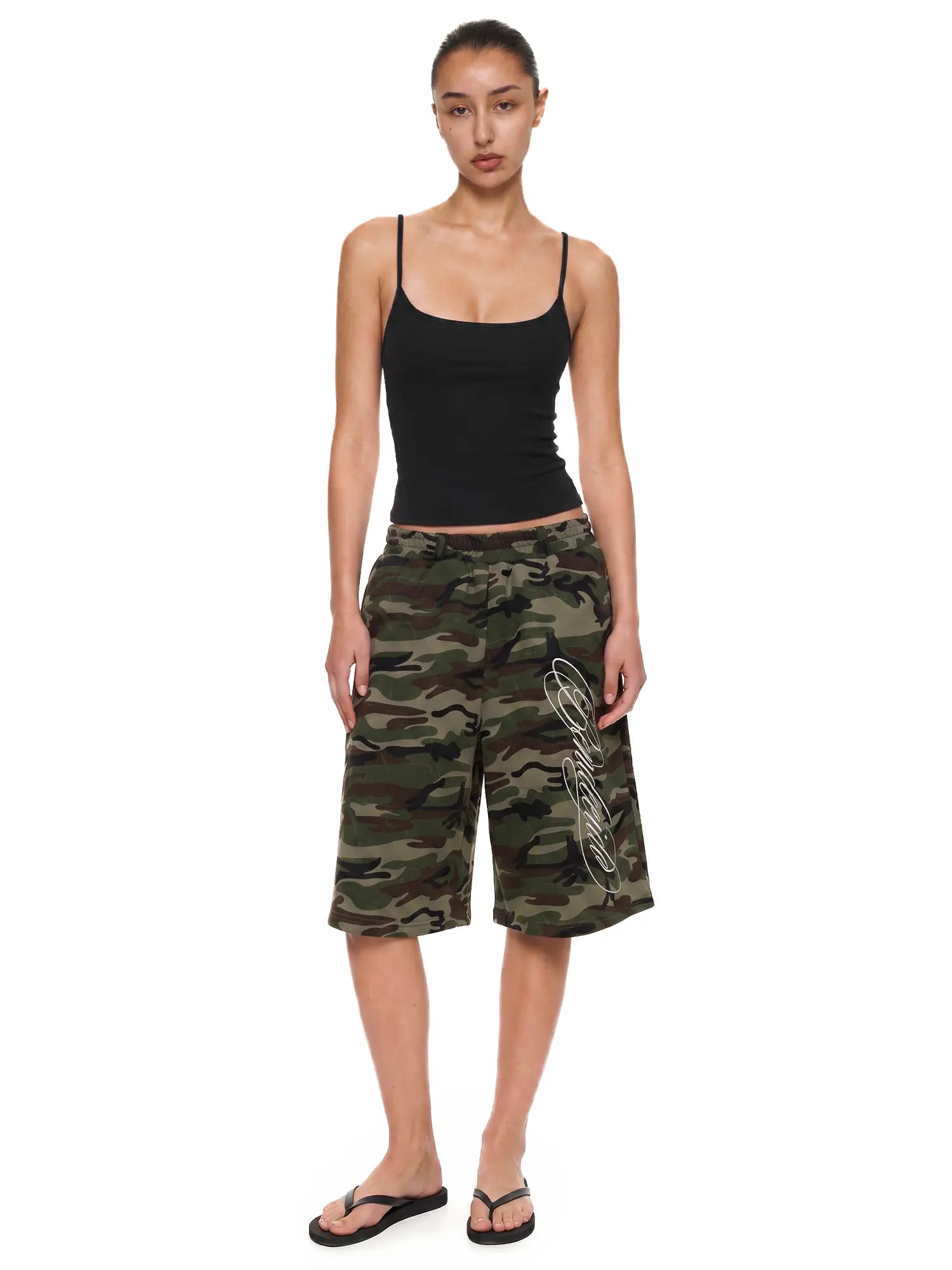 FDR Unisex Camo Print 3/4 Length Baggy Pants Handwritten Graphic Vintage Wide Leg Jort Low Waist Trousers Summer Streetwear Bottoms, Relaxed Fit for Daily Casual Wear, Sports, Travel & Easy Styling