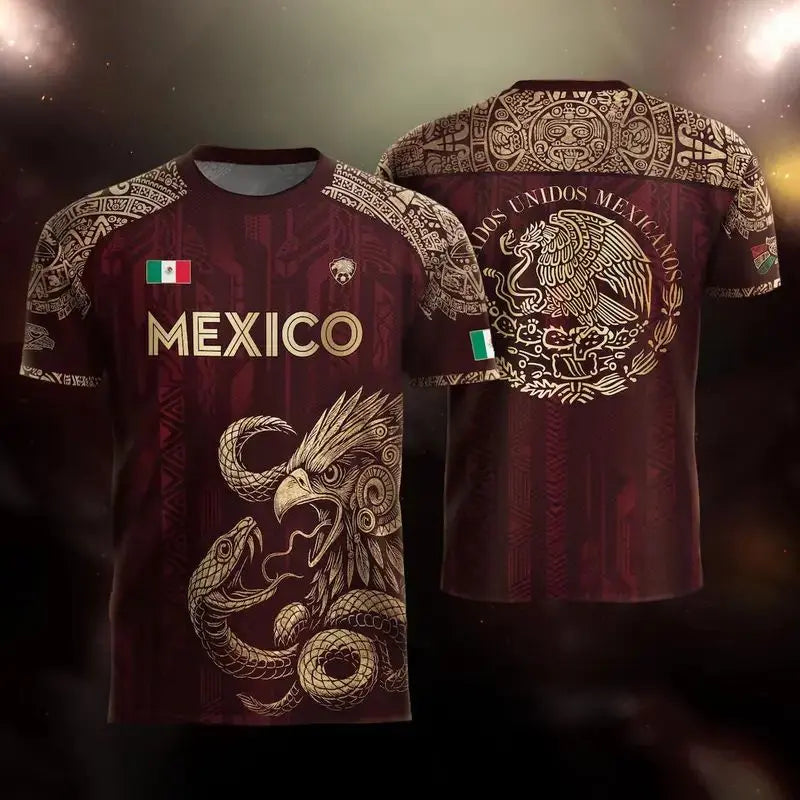 Mexico Inspired Eagle Graphic T Shirt, Green Gold Short Sleeve Crew Neck Tee for Men Women, Mexican Heritage Festival Game Day Outfit,Clothes,Outfits,Men'S Wear,Men Fashion,Summer Men Clothes,Fashion Men Clothes,4Th of July Shirts