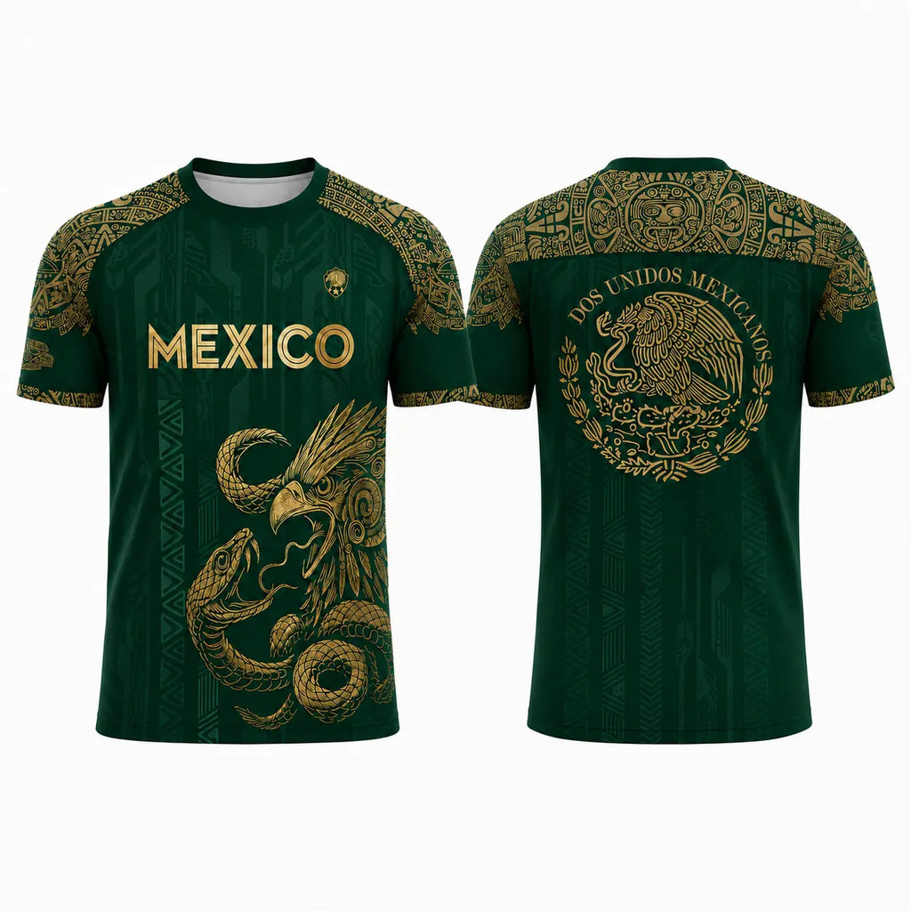 Mexico Inspired Eagle Graphic T Shirt, Green Gold Short Sleeve Crew Neck Tee for Men Women, Mexican Heritage Festival Game Day Outfit,Clothes,Outfits,Men'S Wear,Men Fashion,Summer Men Clothes,Fashion Men Clothes,4Th of July Shirts