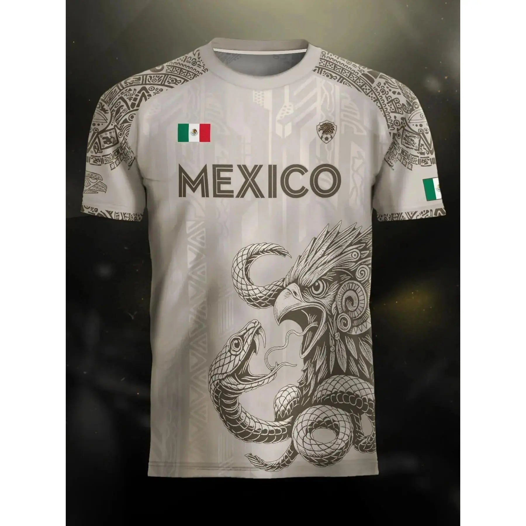 Mexico Inspired Eagle Graphic T Shirt, Green Gold Short Sleeve Crew Neck Tee for Men Women, Mexican Heritage Festival Game Day Outfit,Clothes,Outfits,Men'S Wear,Men Fashion,Summer Men Clothes,Fashion Men Clothes,4Th of July Shirts