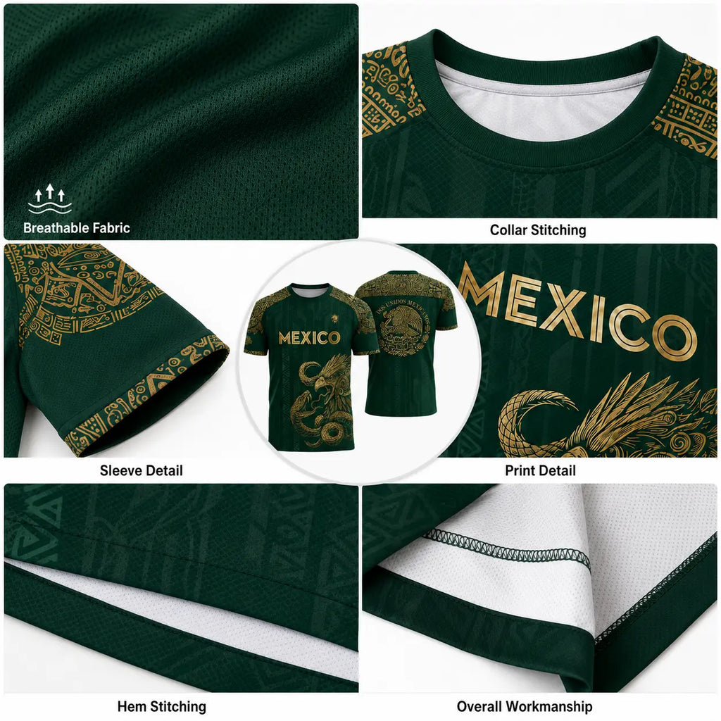 Mexico Inspired Eagle Graphic T Shirt, Green Gold Short Sleeve Crew Neck Tee for Men Women, Mexican Heritage Festival Game Day Outfit,Clothes,Outfits,Men'S Wear,Men Fashion,Summer Men Clothes,Fashion Men Clothes,4Th of July Shirts