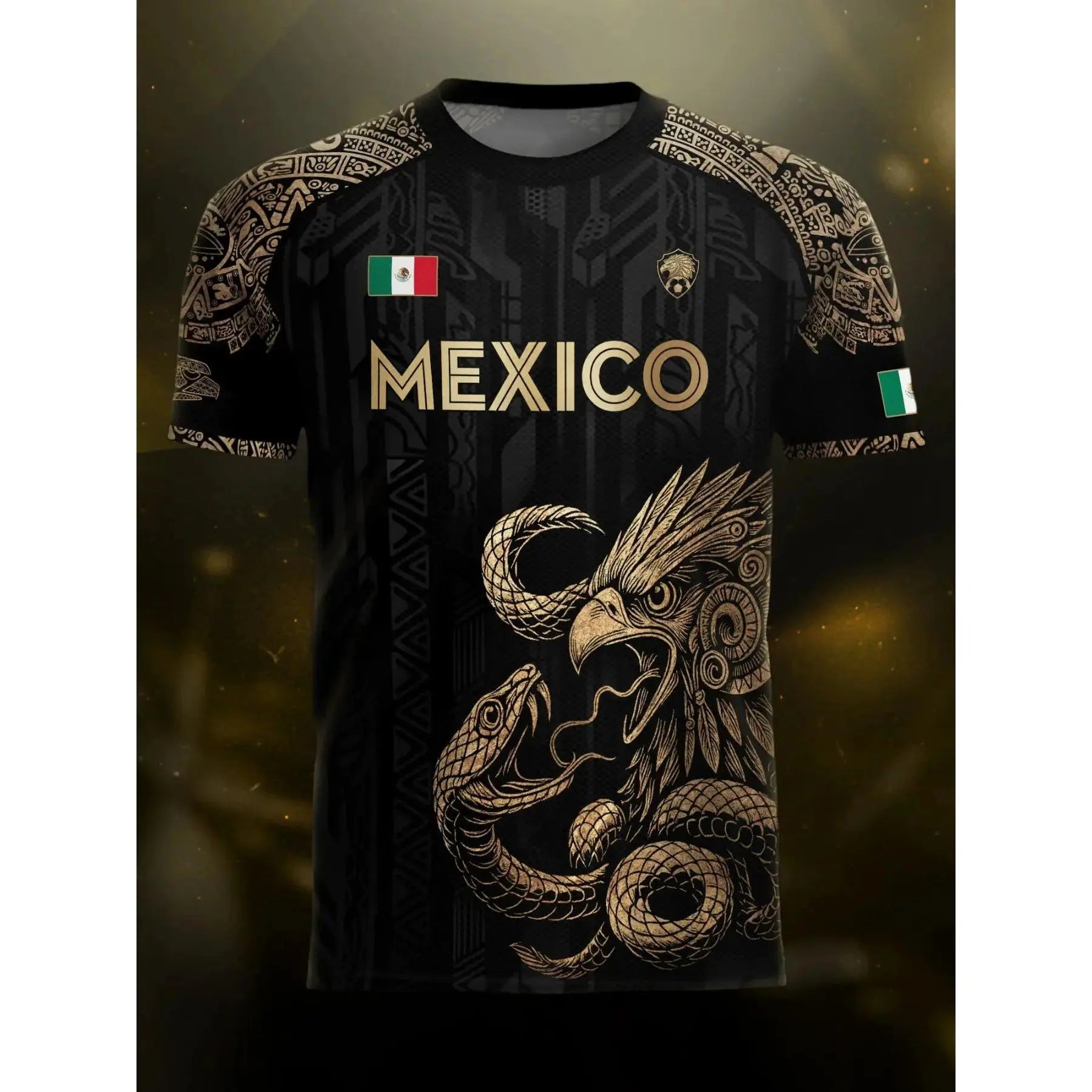Mexico Inspired Eagle Graphic T Shirt, Green Gold Short Sleeve Crew Neck Tee for Men Women, Mexican Heritage Festival Game Day Outfit,Clothes,Outfits,Men'S Wear,Men Fashion,Summer Men Clothes,Fashion Men Clothes,4Th of July Shirts